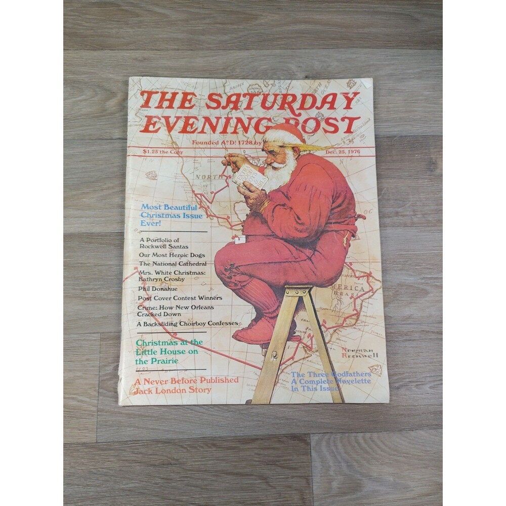 Saturday Evening Post Magazine December 25, 1976 Norman Rockwell VTG Santa Claus
